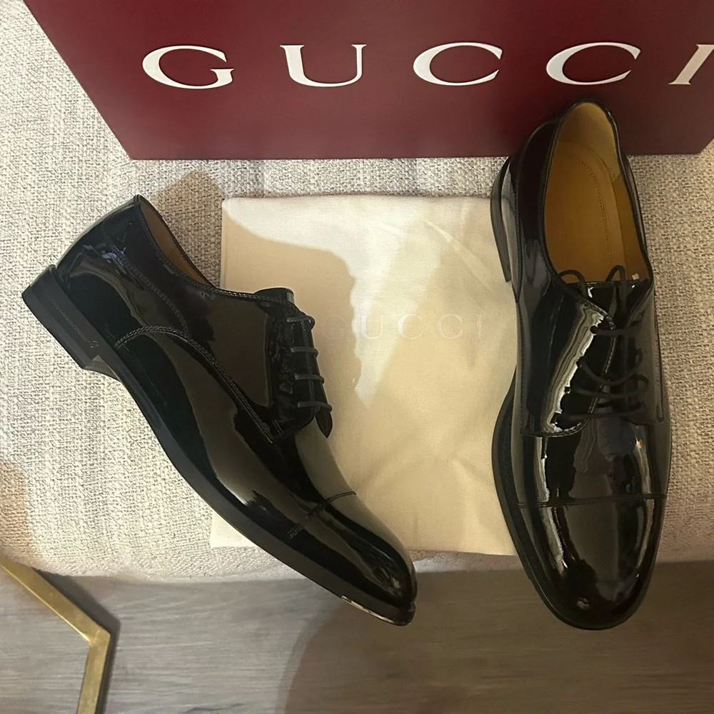 Gucci Men's Black Leather Shoes NWT great for wedding season